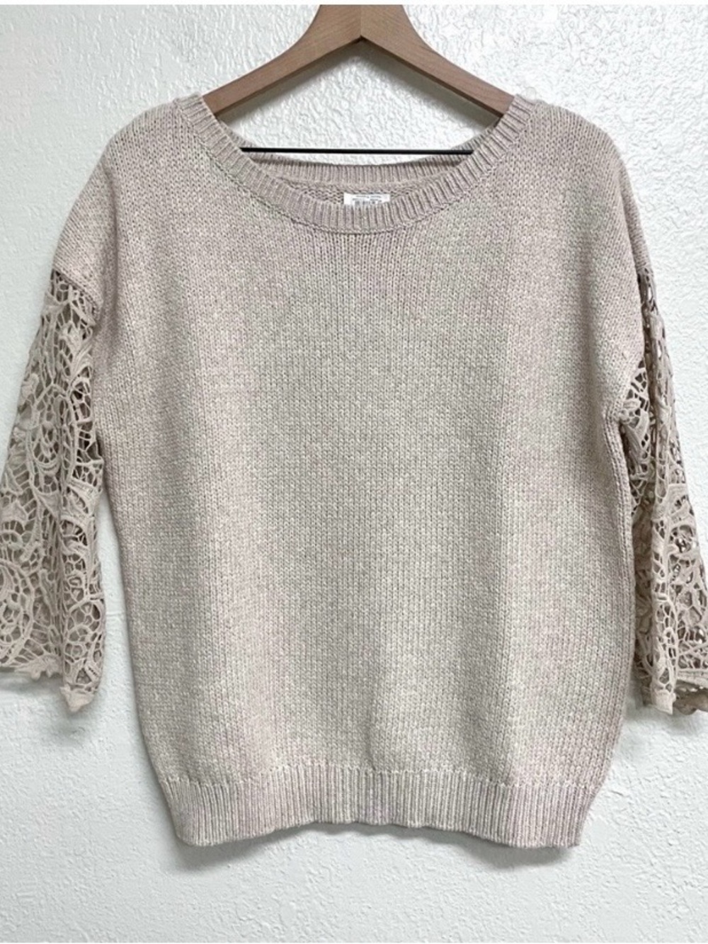 Sundance Crochet Lace Sleeve Sweater